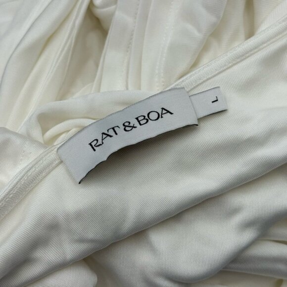 🆕 RAT & BOA 🧿 NWOT Winona White Slinky Cowl Neck Jersey Gown, Sz L - Picture 12 of 16